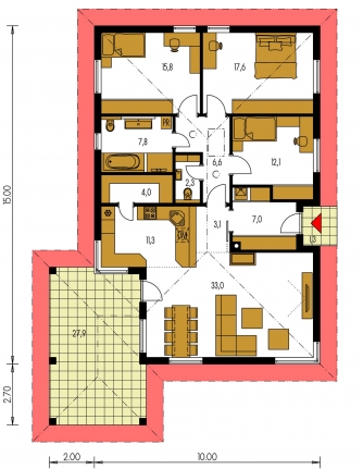 Mirror image | Floor plan of ground floor - BUNGALOW 183